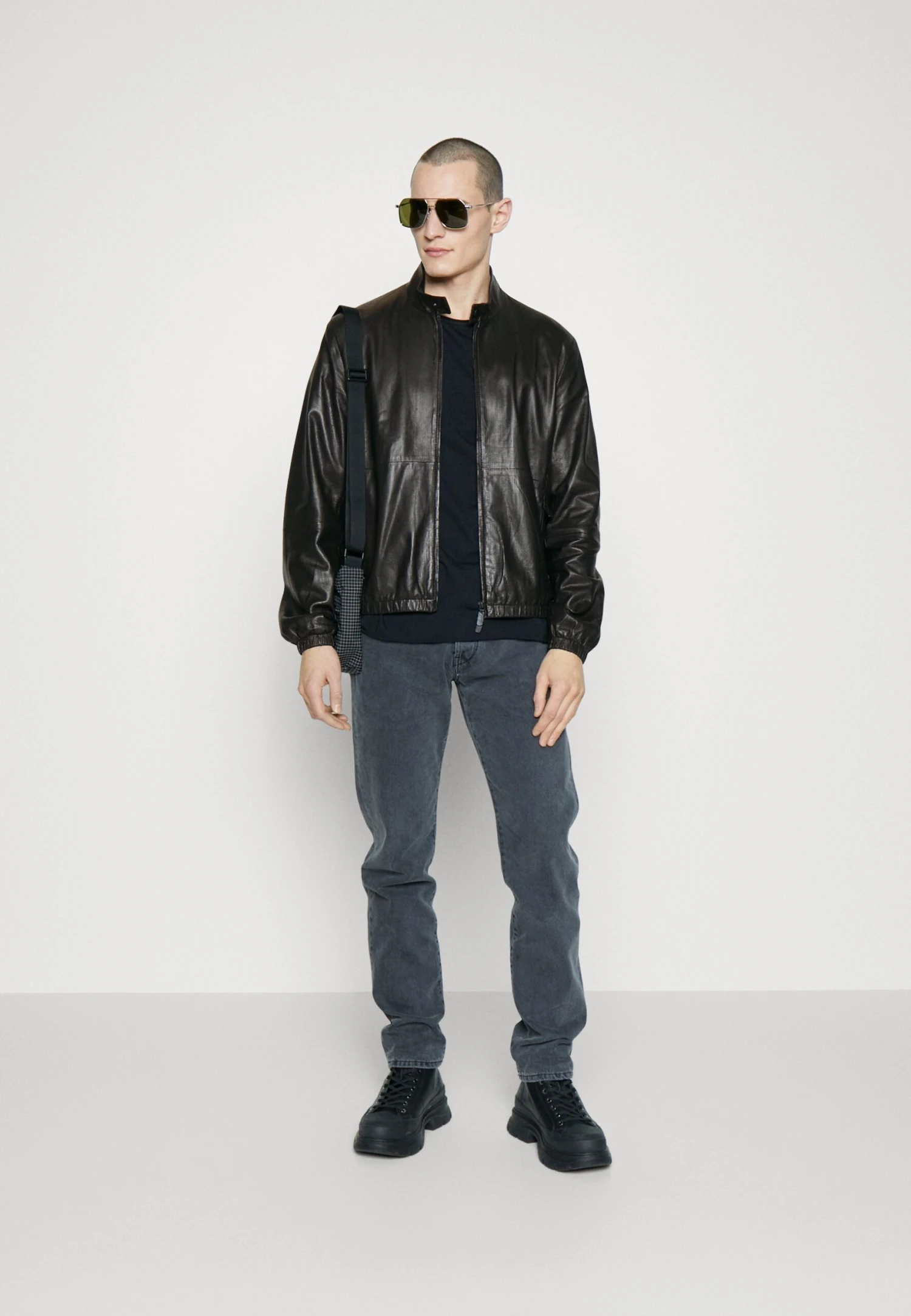 Emporio Armani Blouson Jacket - Leather Jacket - Nero - Image 2