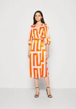 Vila Viline Midi Wrap Dress - Cocktail Dress / Party Dress - Orange/Misty Rose
