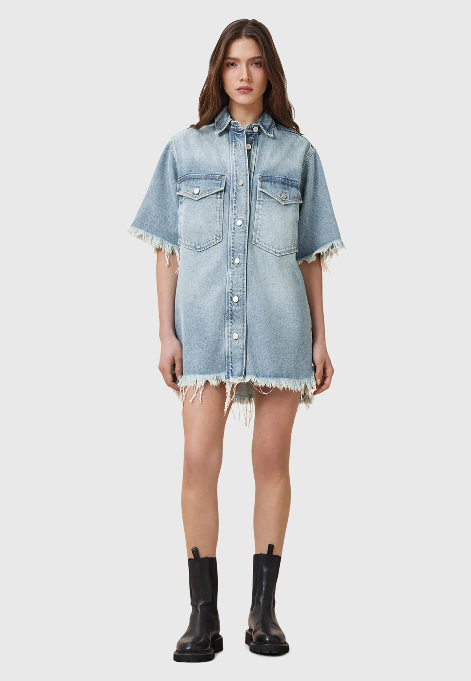 AllSaints DRESS - Denim Dress - Light Indigo - Image 4