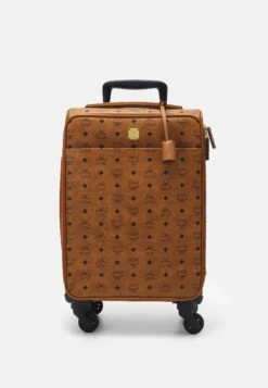 MCM Traveler Visetos Trolley Cabin Small - Wheeled Suitcase - Cognac