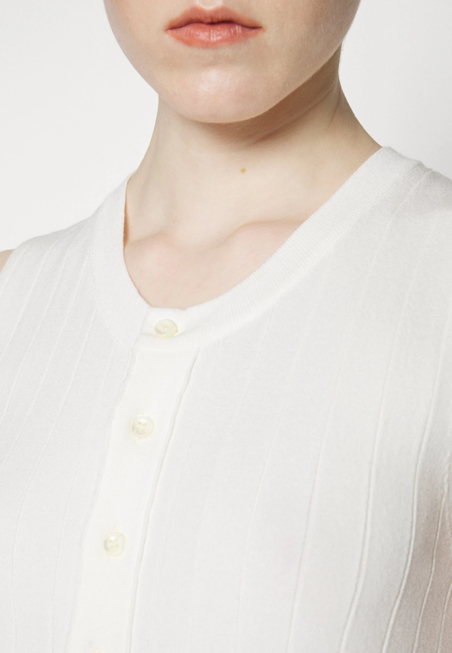 Sleeveless Serafino Dress - Jumper Dress - Natural White - Image 8