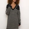 Kaffe Jumper Dress - Black Feather Melange Stripe