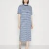 Mads Nørgaard Nou Dress Stripe - Jersey Dress - Estate Blue/Cloud Dancer