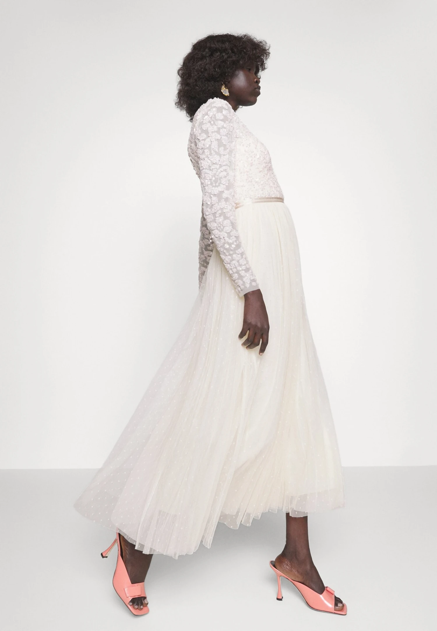 Needle & Thread Tempest Bodice V-Neck Ankle Gown - Occasion Wear - Champagne/Pink - Image 4