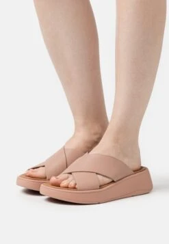 Fitflop Flatform Cross Slides - Heeled Mules - Beige