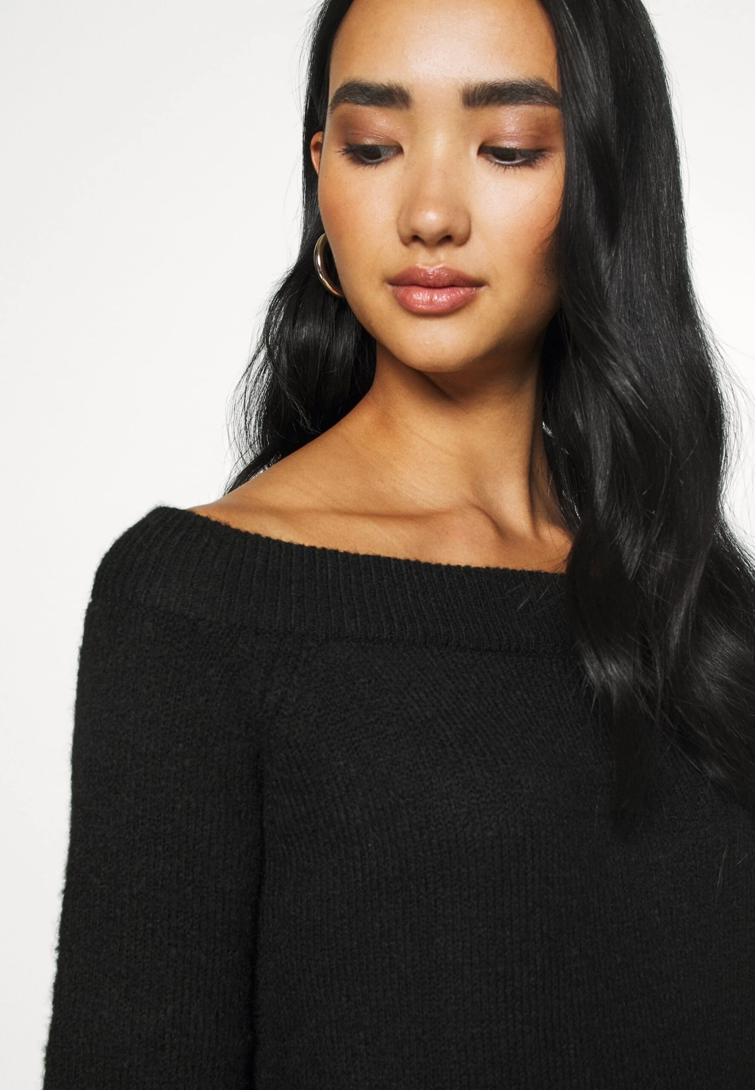 Even&Odd Schulterfrei Mini Strickkleid - Jumper Dress - Black - Image 6