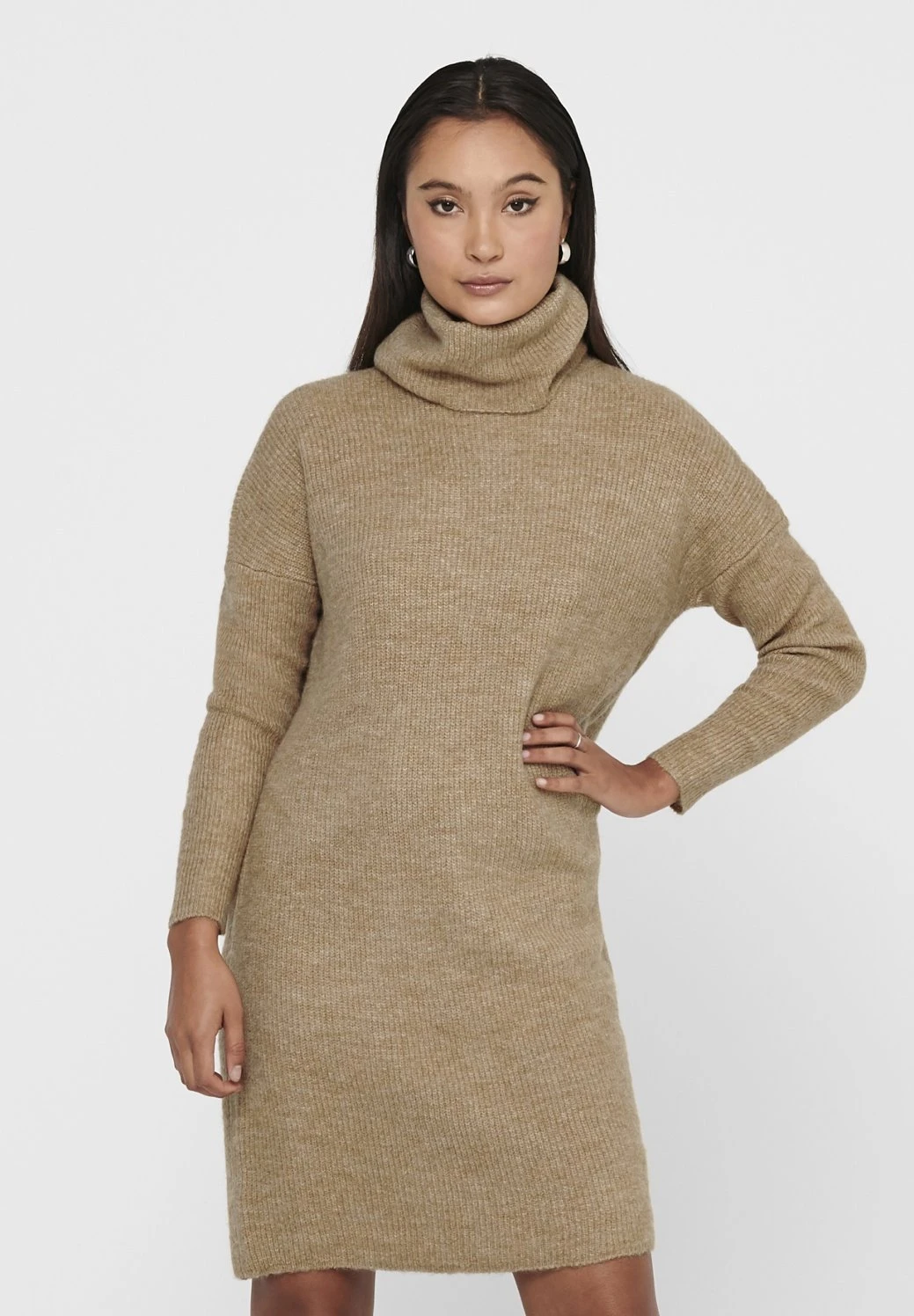 ONLY Onljana L/S Cowlneck- Jumper Dress - Indian Tan