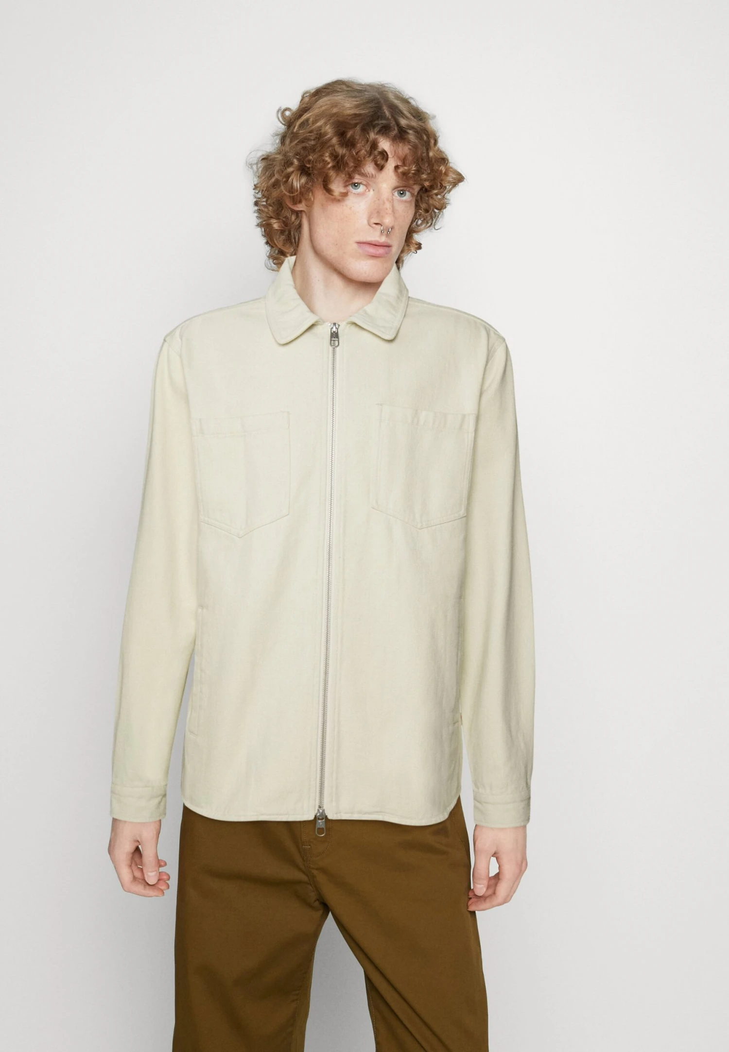 Revolution Overshirt With Zipper Closure - Light Jacket - Offwhite