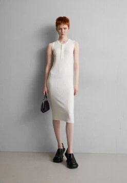 Sleeveless Serafino Dress - Jumper Dress - Natural White