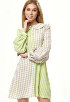 Liquorish Check With Collar - Day Dress - Green