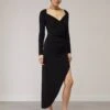Norma Kamali Long Sleeve Sweetheart Side Drape Gown - Jersey Dress - Black