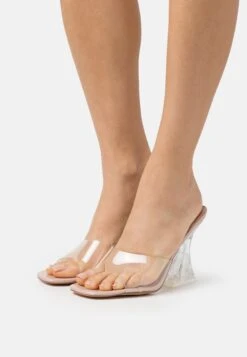 Glamorous Heeled Mules - Clear