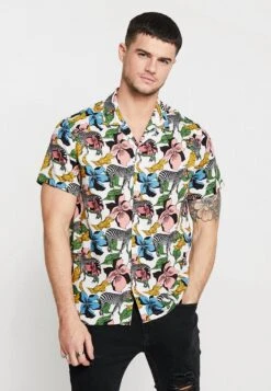 BRAVE SOUL Selous - Shirt - Optic White/Multi-Coloured