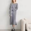 Designers Remix Carmen Drape Dress - Jumper Dress - Grey
