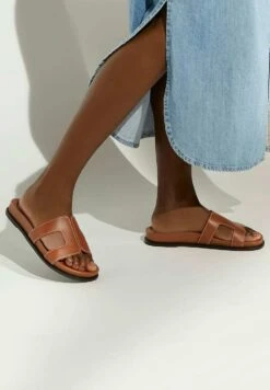 Dune London LOUPA WIDE FIT COMFORT-FOOTBED FLAT - Mules - Tan