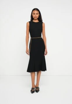 LIA CREW NECK FLARE DRESS - Day Dress - Jet Black