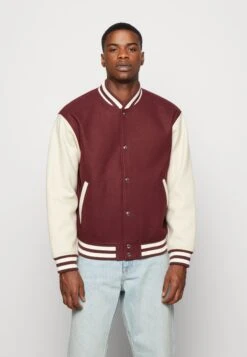 Abercrombie & Fitch Varsity- Bomber Jacket - Burg Wool