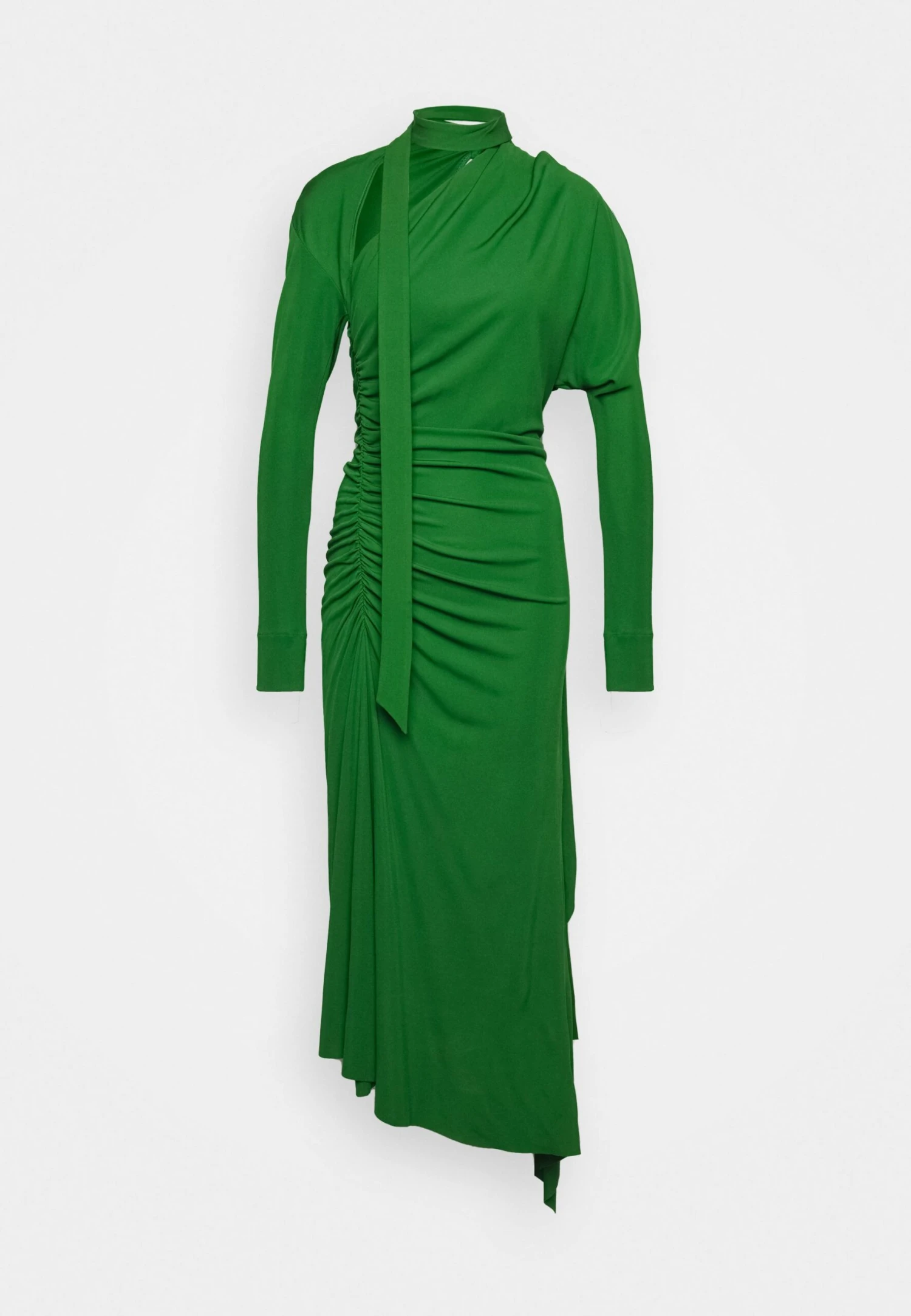 Victoria Beckham Slash Neck Ruched Midi Dress - Cocktail Dress / Party Dress - Dark Green - Image 7