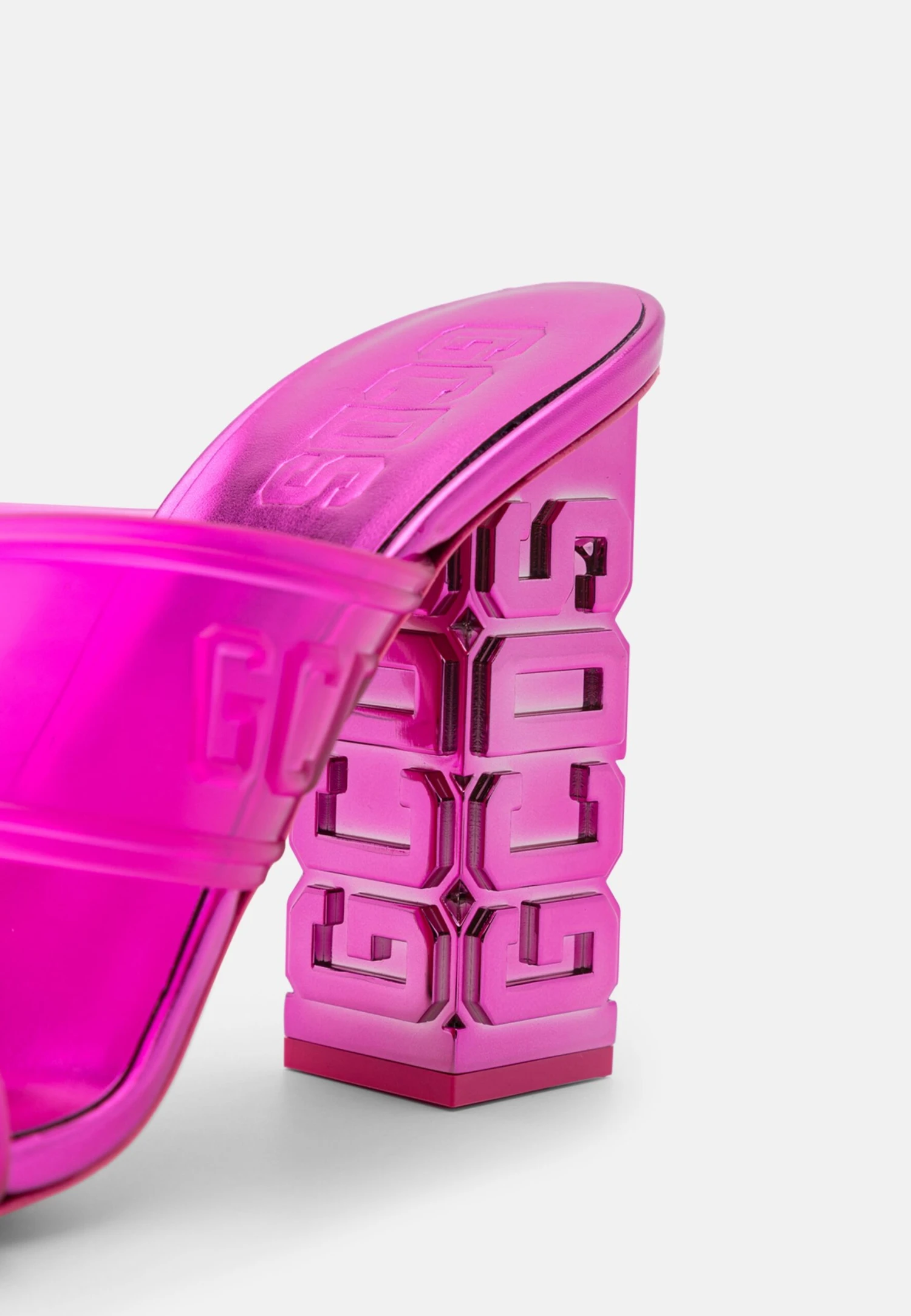 GCDS Transpallic Criss Cross- Heeled Mules - Fucsia - Image 7