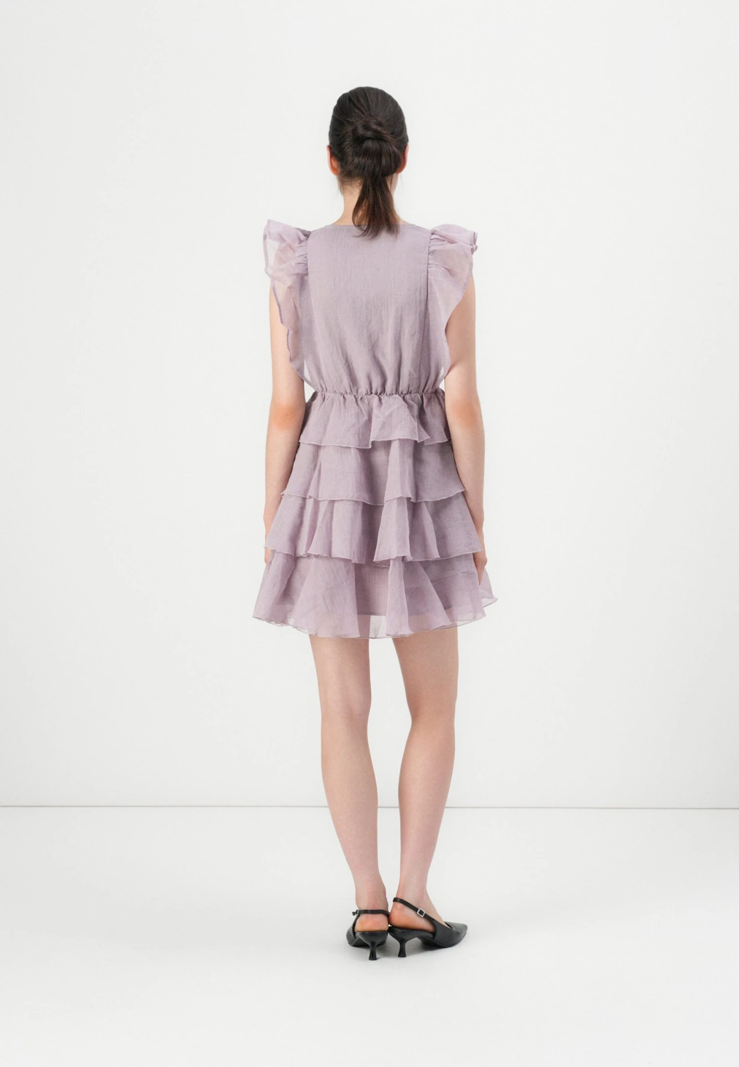 Vero Moda VMSABRINA SS SHORT FLOUNCE WVN EXP - Day Dress - Elderberry - Image 3
