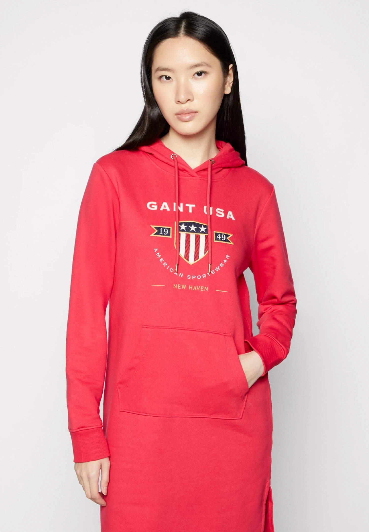 Gant Banner Shield Hoodie Dress - Day Dress - Raspberry Red - Image 4