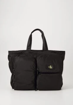 Calvin Klein Jeans TECH UTILITY TOTE - Tote Bag - Black/wild Lime